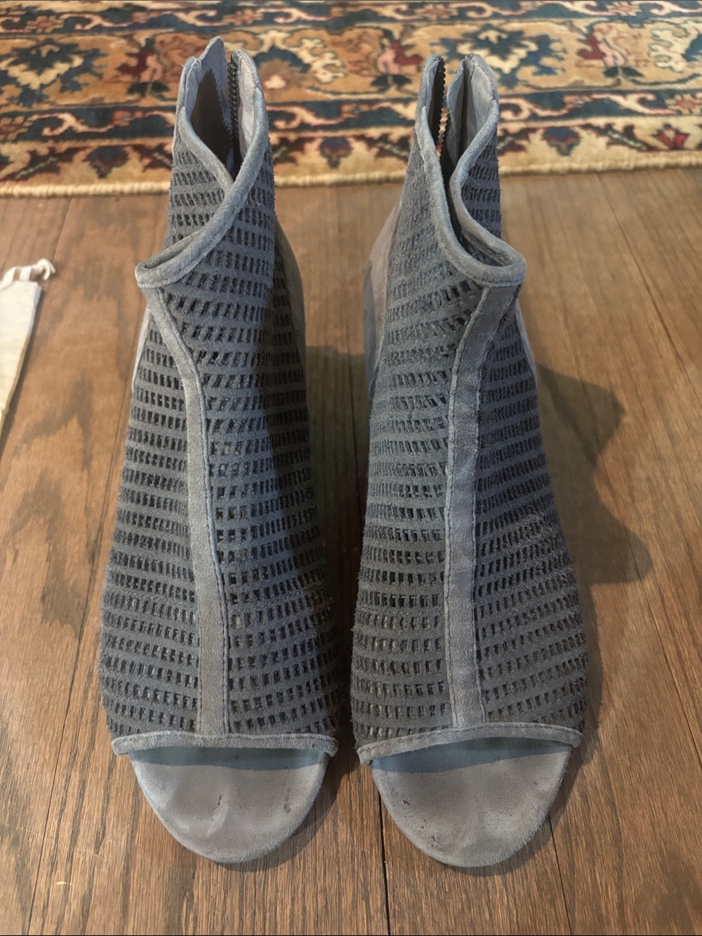 Eileen Fisher Peep-Toe Ankle Booties in Gray